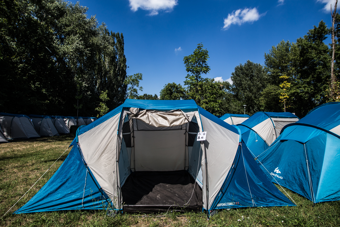 Pre-pitched tents for 4 persons