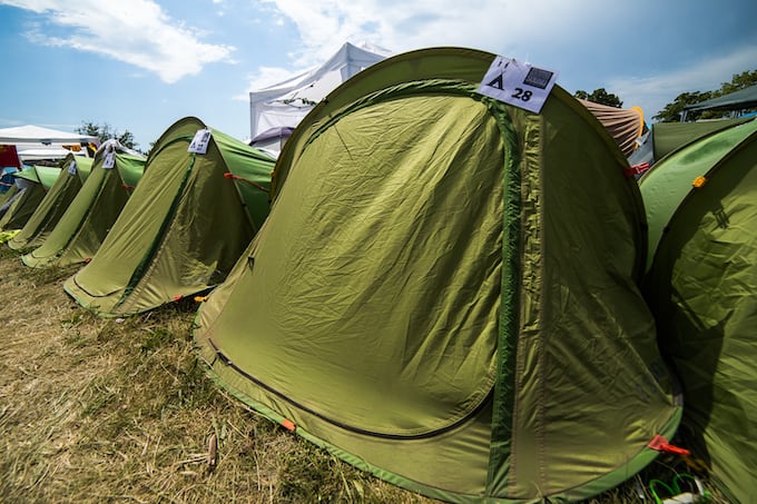 Pre-pitched tent for 2 persons